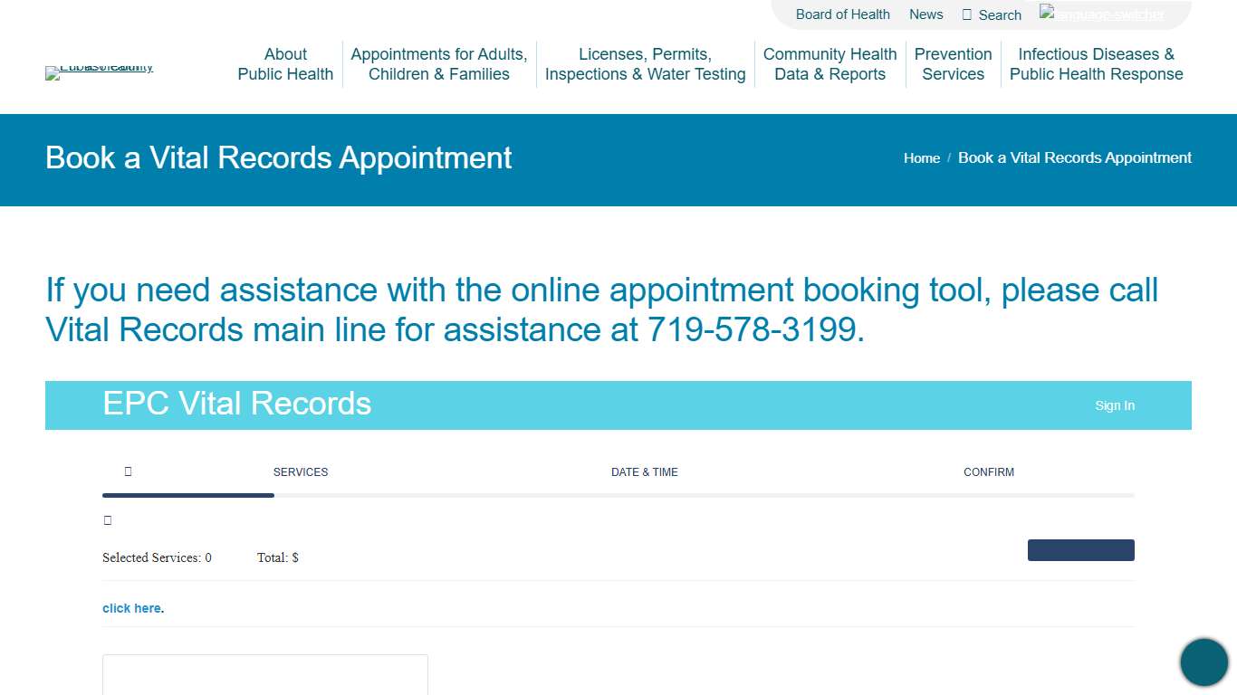 Book a Vital Records Appointment - El Paso County Public Health