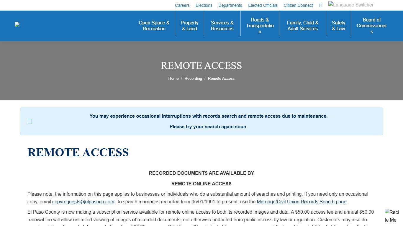 Remote Access - El Paso County Clerk and Recorder